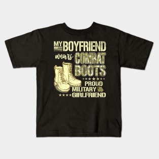 My Boyfriend Wears Combat Boots Military Girlfriend Kids T-Shirt